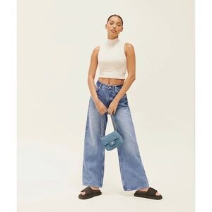 Reformation  Wilder High Rise Wide Leg Cropped Jeans